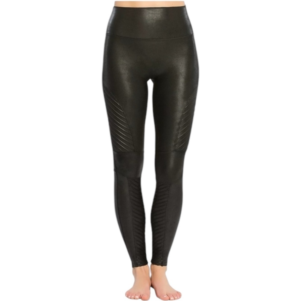 Spanx Black Faux Leather Moto Leggings Size Small - Picture 4 of 7